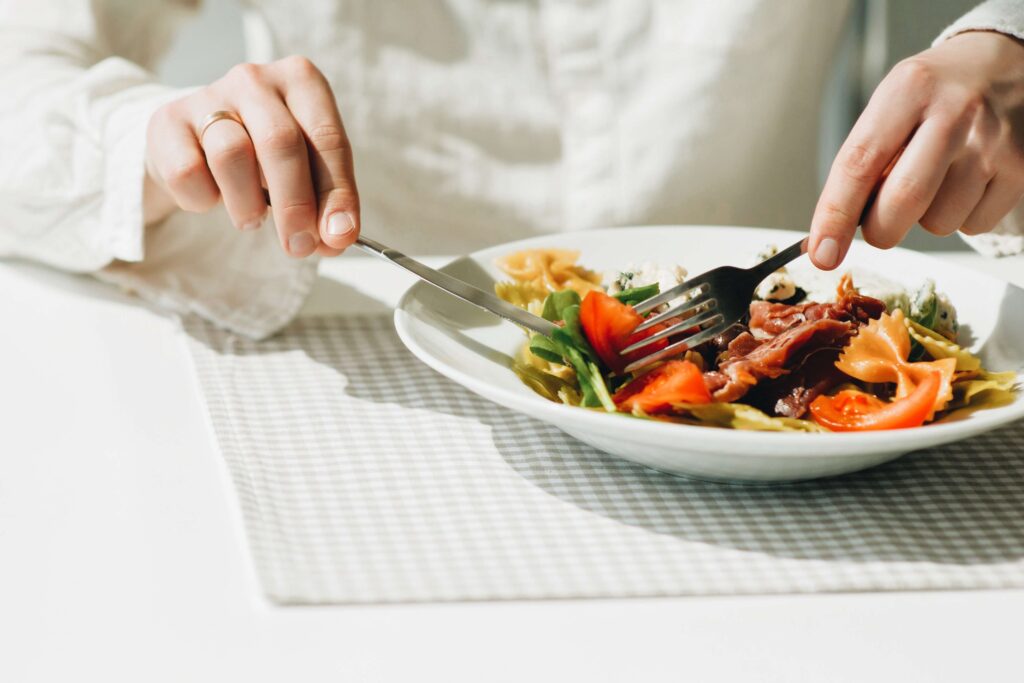 woman eating food