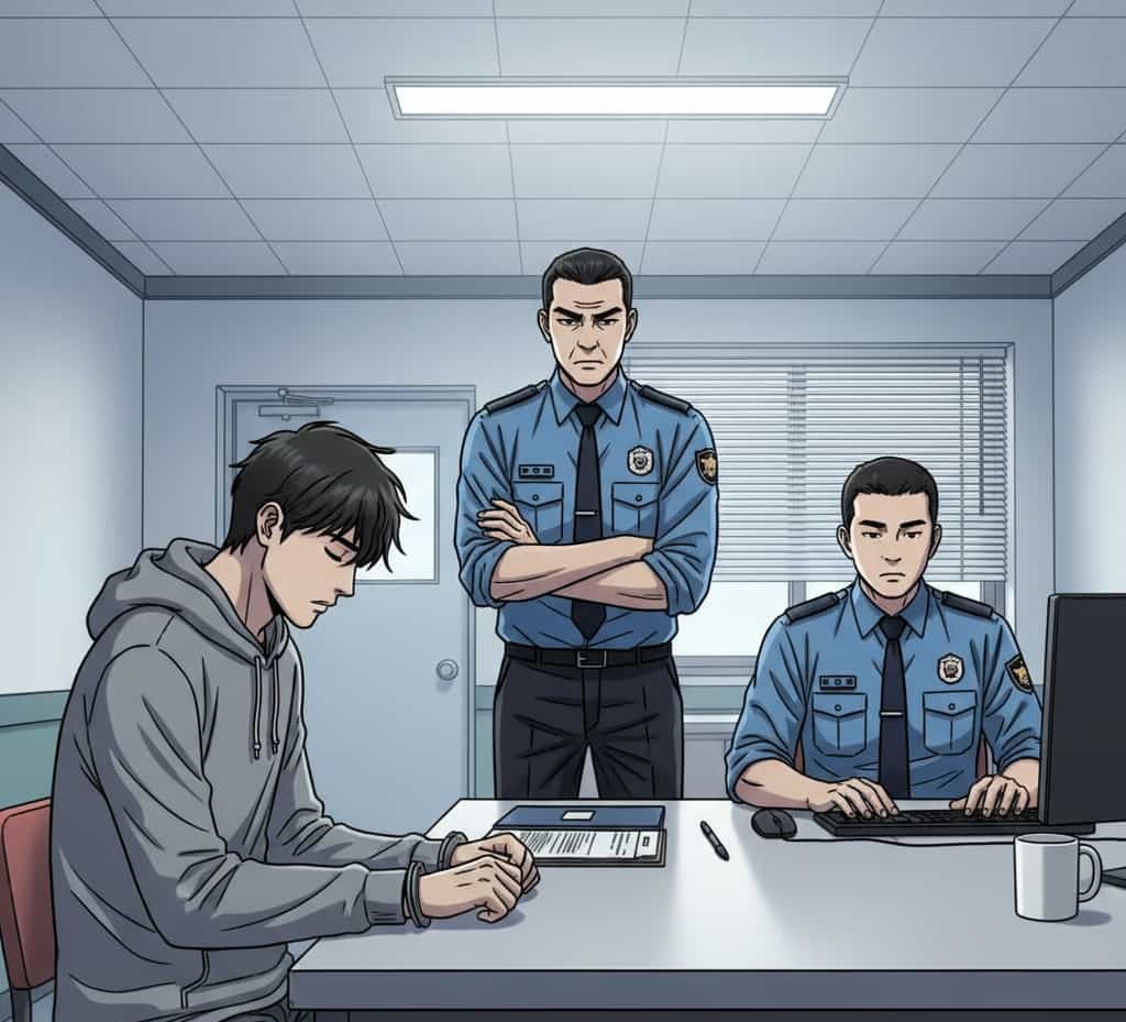 경찰조사를 받는 피의자